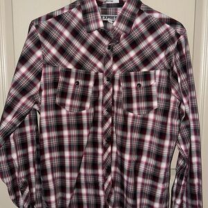 Express men button up shirt (Burgundy) SMALL